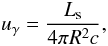 \begin{equation} u_{\gamma} = \frac{L_{\rm s}}{4 \pi R^2 c}, \end{equation}