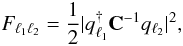 \begin{equation} F_{\ell_{1} \ell_{2}} = \frac{1}{2} \vert q^{\dagger}_{\ell_{1}} \mathbf{C}^{-1} q_{\ell_{2}} \vert^2 , \end{equation}