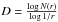 \hbox{$D = \frac{\log N(r )}{\log 1/r}$}