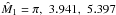 \hbox{$\hat M_1=\pi,\,\,3.941,\,\,5.397$}