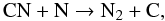 \appendix \setcounter{section}{1} \begin{equation} {\rm CN + N \rightarrow N_2 + C}, \label{five} \end{equation}