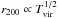 \hbox{$r_{200}\propto T_{\rm vir}^{1/2}$}