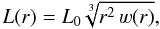 \begin{equation} \label{L} L(r)=L_{0}\sqrt[3]{r^{2}\,\varw(r)}, \end{equation}