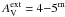 \hbox{$A_{\rm V}^{\rm ext}=4{-}5^{\rm m}$}