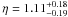 \hbox{$\eta=1.11_{-0.19}^{+0.18}$}