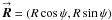 \hbox{$\vecbf{\boldsymbol{R}} = (R\cos{\psi},R\sin{\psi})$}