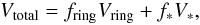 \begin{equation} V_{\mathrm{total}} = f_{\mathrm{ring}} V_{\mathrm{ring}} + f_{*}V_{*}, \label{visibility} \end{equation}
