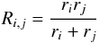 $$R_{i,j} = \frac{r_i r_j}{r_i + r_j}$$