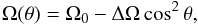 \begin{eqnarray} \Omega(\theta)=\Omega_0-\Delta \Omega \cos^2 \theta, \label{rotation_law} \end{eqnarray}