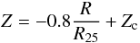 \begin{equation} Z = -0.8 {R\over R_{25}} + Z_{\rm c} \end{equation}