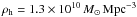 \hbox{$\rho{}_{\rm h}=1.3\times{}10^{10}\,{}{M}_\odot{}\,{}{\rm Mpc}^{-3}$}