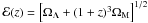 \hbox{${\mathcal E}(z)=\left[\Omega_\Lambda+(1+z)^3\Omega_{\rm M}\right]^{1/2}$}