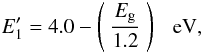 \appendix \setcounter{section}{2} \begin{equation} E^\prime_1 = 4.0 - \left( \ \frac{E_{\rm g}}{1.2} \ \right) \ \ \ {\rm eV}, \label{eq_size_dep_E1prime} \end{equation}