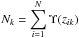 \hbox{$N_k=\displaystyle \sum_{i=1}^N\Upsilon(z_{ik})$}