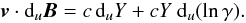 \appendix \setcounter{section}{1} \begin{equation} {\vec{v}} \cdot {\rm d}_u {\vec{B}} = c \, {\rm d}_u Y + cY \ {\rm d}_u \!\left(\ln \gamma\right)\!. \end{equation}