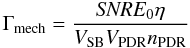 \begin{equation} \Gamma_{\rm mech} = \frac{ {\it SNR} E_0 \eta} { V_{\rm SB} V_{\rm PDR} n_{\rm PDR} } \label{eq:snr} \end{equation}