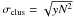 \hbox{$\sigma_{\rm clus} = \sqrt{yN^2}$}