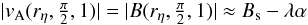 \begin{equation*} |v_{\rm A}(r_\eta,\tfrac{\pi}{2},1)| = |B(r_\eta,\tfrac{\pi}{2},1)| \approx B_{\rm s} -\lambda \alpha \end{equation*}