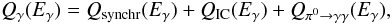 \begin{equation} Q_{\gamma}(E_{\gamma}) = Q_{\rm{synchr}}(E_{\gamma}) +Q_{\rm{IC}}(E_{\gamma}) +Q_{\pi^0 \rightarrow \gamma\gamma}(E_{\gamma}), \end{equation}