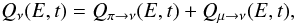 \begin{equation} Q_{\nu}(E,t) = Q_{\pi \rightarrow \nu}(E,t) + Q_{\mu \rightarrow \nu}(E,t) , \end{equation}