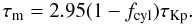 \begin{equation} \tau_{\rm m} = 2.95 (1-f_{\rm cyl}) \tau_{\rm Kp}. \label{tau1} \end{equation}