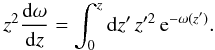 \appendix \setcounter{section}{2} \begin{equation} z^2\frac{{\rm d}\omega}{{\rm d}z} = \int_0^{z}{\rm d}z'\,z'^2\,{\rm e}^{-\omega(z')}. \end{equation}
