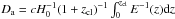 \hbox{$D_{\rm a}=c H_{0}^{-1} (1+z_{\rm cl})^{-1} \int_{0}^{z_{\rm cl}} E^{-1}(z){\rm d}z$}