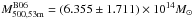 \hbox{$M^{\rm B06}_{\rm 500,53m}=(6.355\pm 1.711)\times 10^{14} M_{\odot}$}
