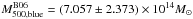 \hbox{$M^{\rm B06}_{\rm 500,blue}=(7.057\pm 2.373)\times 10^{14} M_{\odot}$}