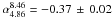 \hbox{$\alpha_{4.86}^{8.46}=-0.37\,\pm\,0.02$}