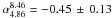 \hbox{$\alpha_{4.86}^{8.46}=-0.45\,\pm\,0.13$}