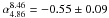 \hbox{$\alpha_{4.86}^{8.46}=-0.55\pm0.09$}