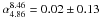 \hbox{$\alpha_{4.86}^{8.46}=0.02 \pm 0.13$}