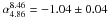 \hbox{$\alpha_{4.86}^{8.46}=-1.04\pm0.04$}