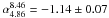 \hbox{$\alpha_{4.86}^{8.46}=-1.14\pm0.07$}