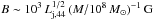\hbox{$B\sim 10^3\,L_{\rm j,44}^{1/2}\,(M/10^8\,M_\odot)^{-1}\,{\rm G}$}