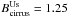 \hbox{$B_{\rm cirrus}^{\rm Us} =1.25$}