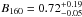 \hbox{$B_{160}= 0.72^{+0.19}_{-0.05}$}