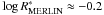 \hbox{$\log R^*_{\rm MERLIN}\approx -0.2$}