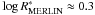 \hbox{$\log R^*_{\rm MERLIN}\approx 0.3$}