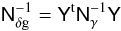 \begin{equation} \label{eq:noisedeltag} \mat{N}_{\delta\rm g}^{-1}= \mat{Y}^{\rm t}\mat{N}_\gamma^{-1}\mat{Y} \end{equation}