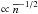 \hbox{$\propto\overline{n}^{-1/2}$}