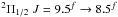 \hbox{$^2\Pi_{1/2}\;J=9.5^f\to 8.5^f$}