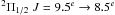 \hbox{$^2\Pi_{1/2}\;J=9.5^e\to 8.5^e$}