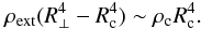 \begin{equation} \rho_{\rm ext}(R_{\perp}^4 - R_{\rm c}^4) \sim \rho_{\rm c} R_{\rm c}^4. \label{radius} \end{equation}