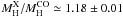 \hbox{$M_{\rm H}^{\rm X}/M_{\rm H}^{\rm CO}\simeq1.18\pm 0.01$}
