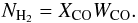 \begin{equation} N_{\rm H_2}=X_{\rm CO}W_{\rm CO}. \end{equation}