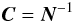 \begin{equation} \label{eq:CisNinv} \vec{C}= \vec{N}^{-1} \end{equation}