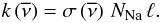\begin{equation} k\left(\overline{\nu}\right) = \sigma\left(\overline{\nu}\right) \, N_{\rm Na} \, \ell. \label{eq:sigma} \end{equation}