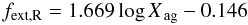 \begin{equation} \label{eq:r-airglowfit} f_\mathrm{ext,R} = 1.669 \log X_\mathrm{\,ag} - 0.146 \end{equation}